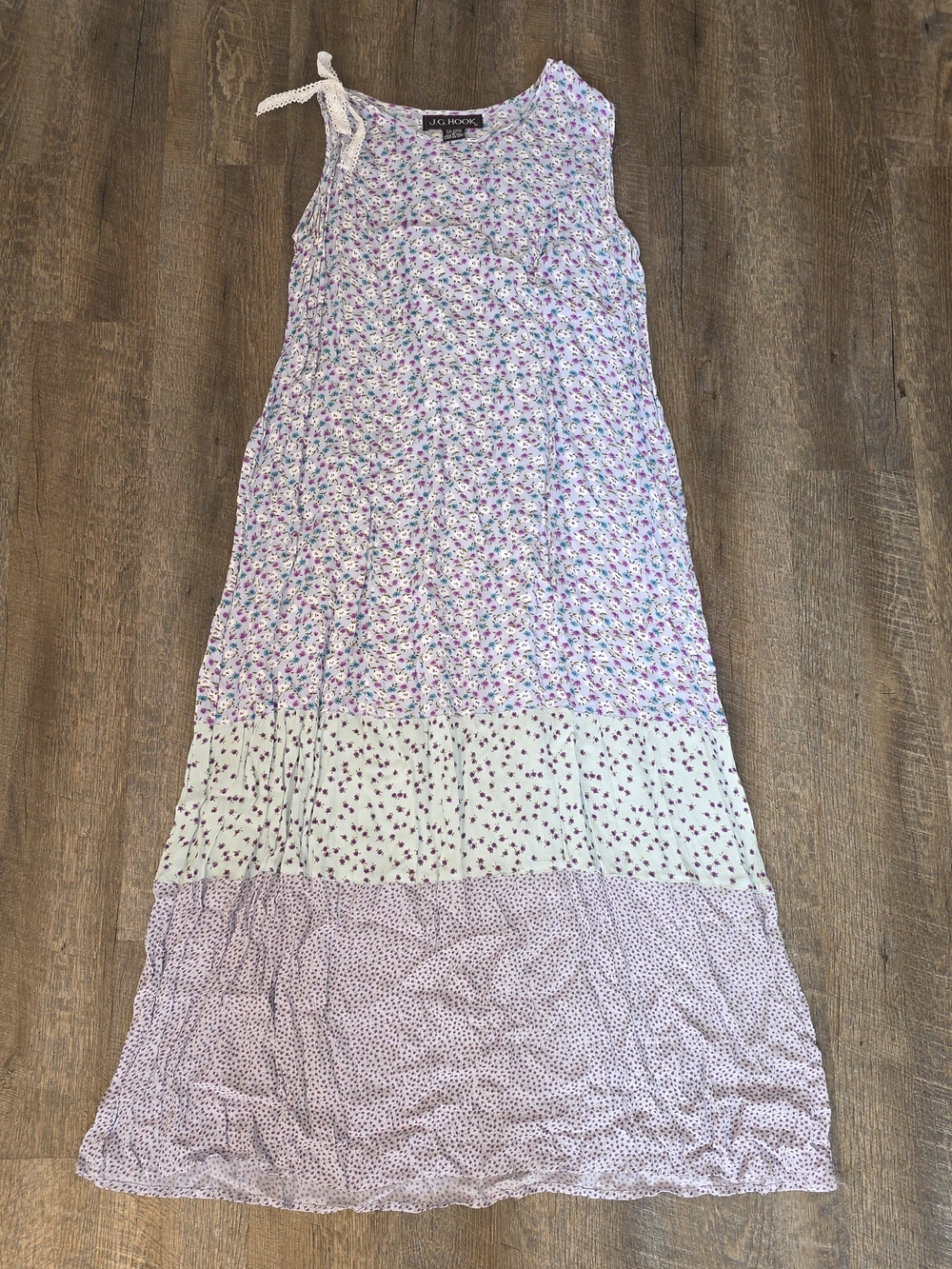 Vintage J.G. Hook Mixed-Media Cottagecore Maxi Dress Size Medium